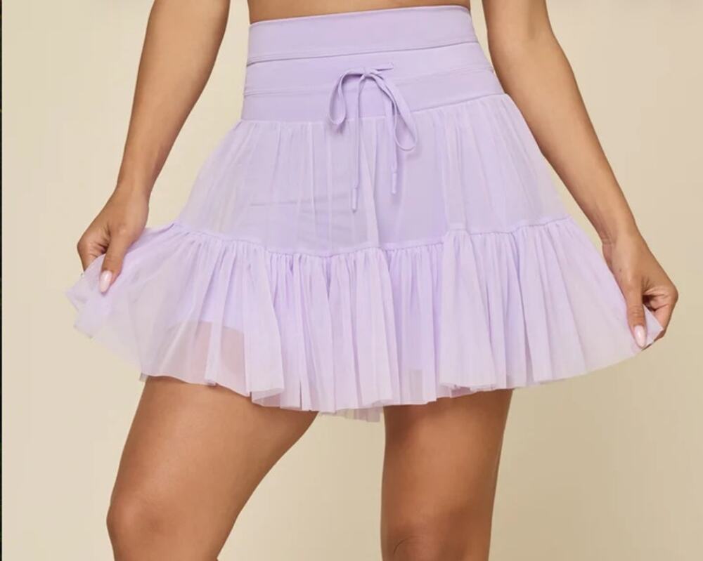 PopFlex Pirouette Longer Athletic Skort - Size 1X - Digital Lavender Ballerina